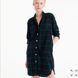 NWOT J.Crew Nightshirt in Black Watch Flannel